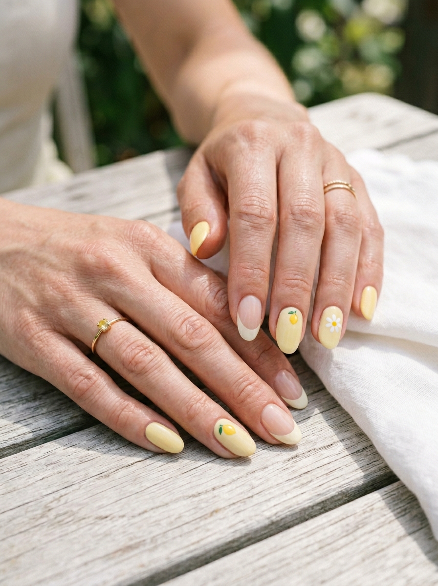 Gelbe Sommer Mix-and-Match Nails